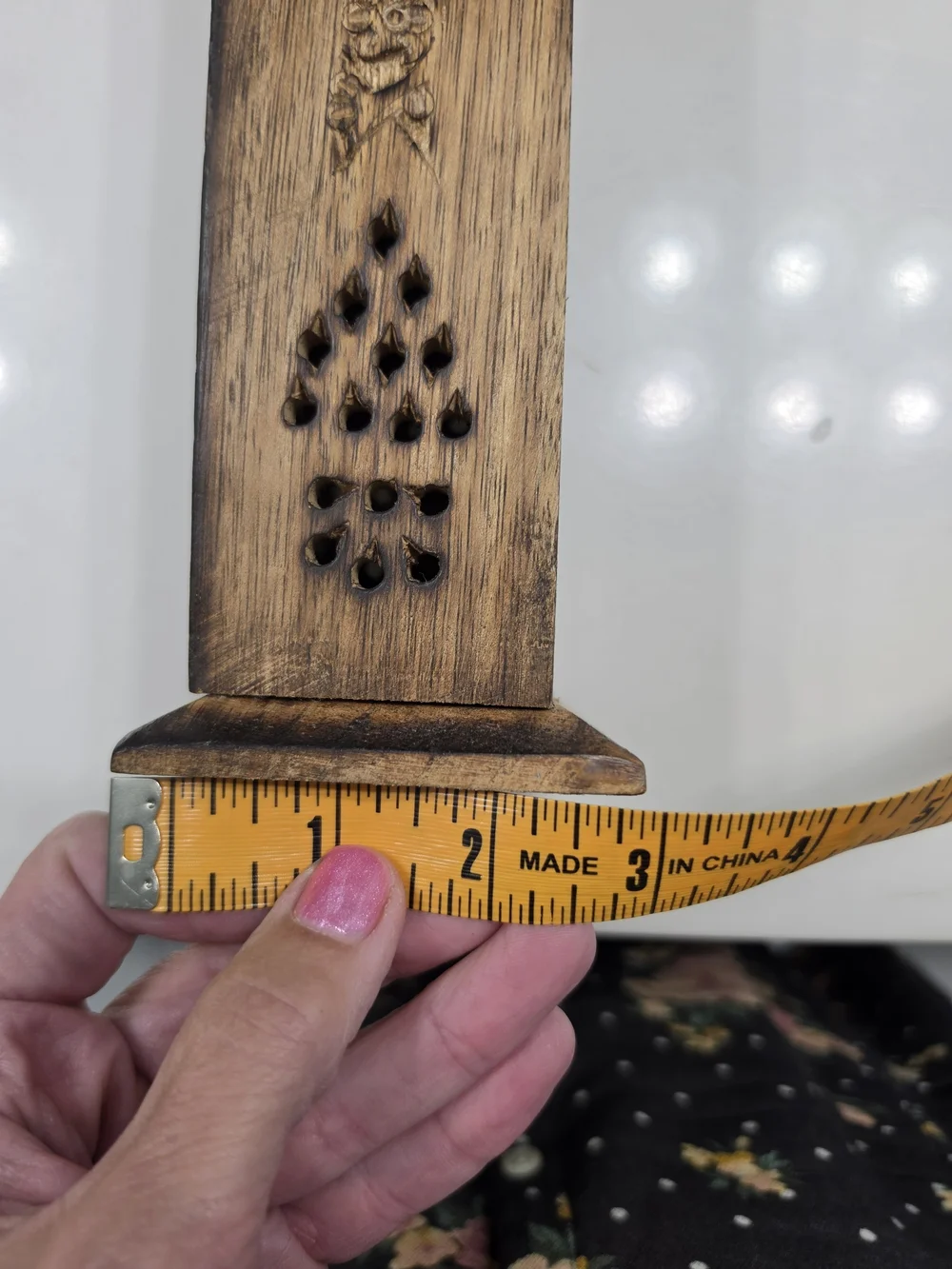 Carved Wooden Incense Holder - Brown